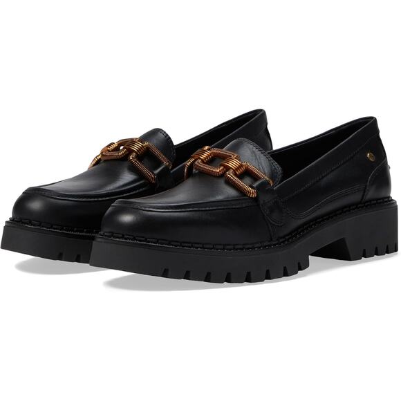 PIKOLINOS Women Aviles Platform Loafer EU 39 US 8.5 Black Leather Chain Link NIB - Picture 1 of 13